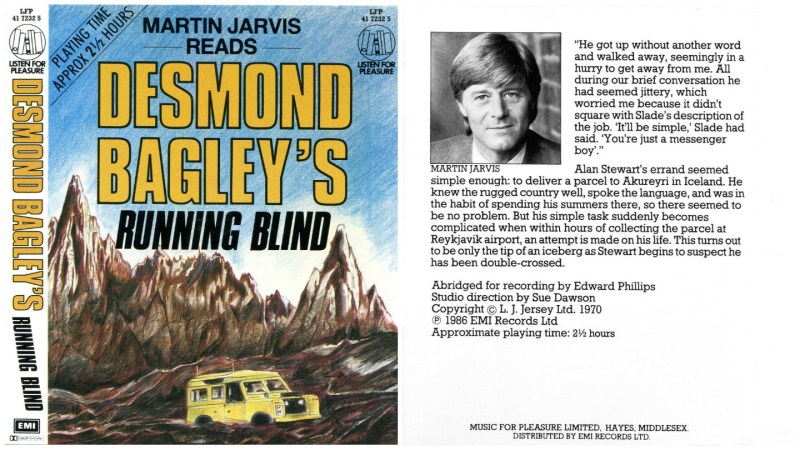Desmond Bagley's Running Blind - EMI abridged audio book © L.J.Jersey Ltd., EMI records 1986.