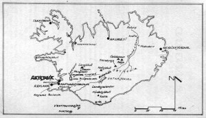 Desmond Bagley Running Blind Iceland USA Edition Map © HarperCollins Publishers.