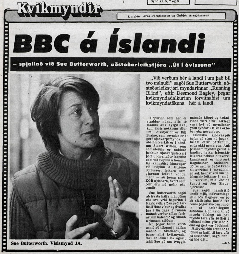 Desmond Bagley's Running Blind Icelandic media article from Visir 9th June 1978.