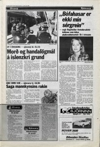 Desmond Bagley Running Blind Icelandic media article from Dagbladid 23rd January 1980.