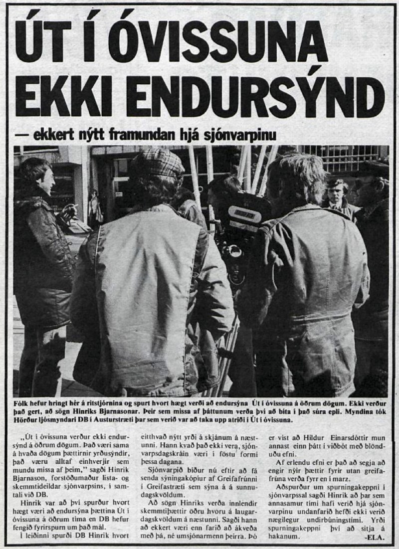 Desmond Bagley Running Blind Icelandic media article from Dagbladid 25th January 1980.