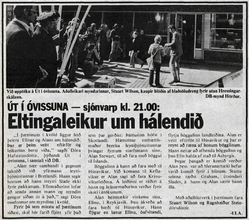 Desmond Bagley Running Blind Icelandic media article from Dagbladid 30th January 1980.