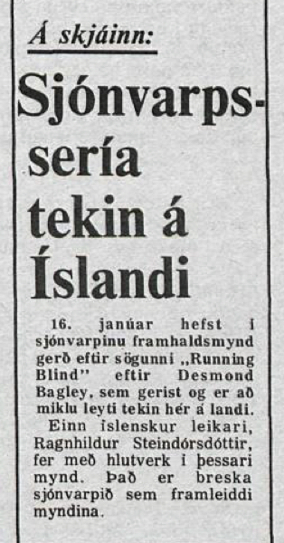 Desmond Bagley Running Blind Icelandic media article from Thjodviljinn 5th January 1980.