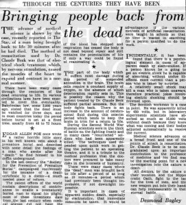Desmond Bagley - 21st August 1956 'Bringing People Back from The Dead'. Image © The Johannesburg Star.