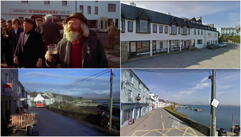 The Mackintosh Man - Filing Location at Roundstone Harbour, County Galway, Ireland. © Warner Bros 1973 / © 2018 Google. 