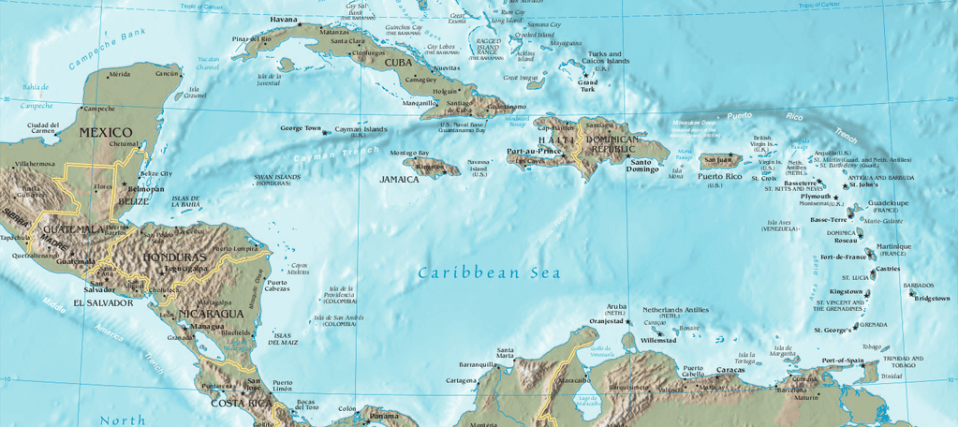 Desmond Bagley - Domino Island - Caribbean Islands Map © Wikimedia Commons.