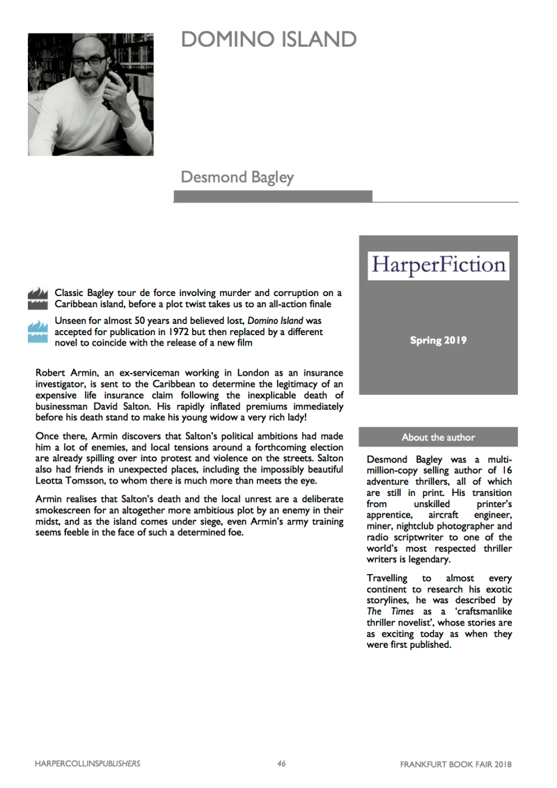 Desmond Bagley Domino Island © HarperCollins Publishers.