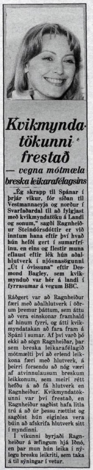 Article on BBC tv series The Assassination Run from Icelandic Newspaper Morgunbladid 19th August 1979.