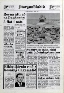 Desmond Bagley Running Blind Icelandic media article from Morgunbladid 13th April 1978.