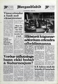 Desmond Bagley Running Blind Icelandic media article from Morgunbladid 8th April 1978.
