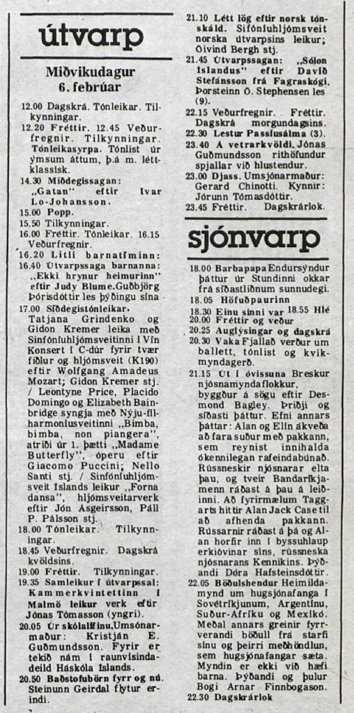 Desmond Bagley Running Blind Icelandic media article from Visir 6th February 1980.